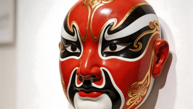京剧脸谱 红黑金韵图片