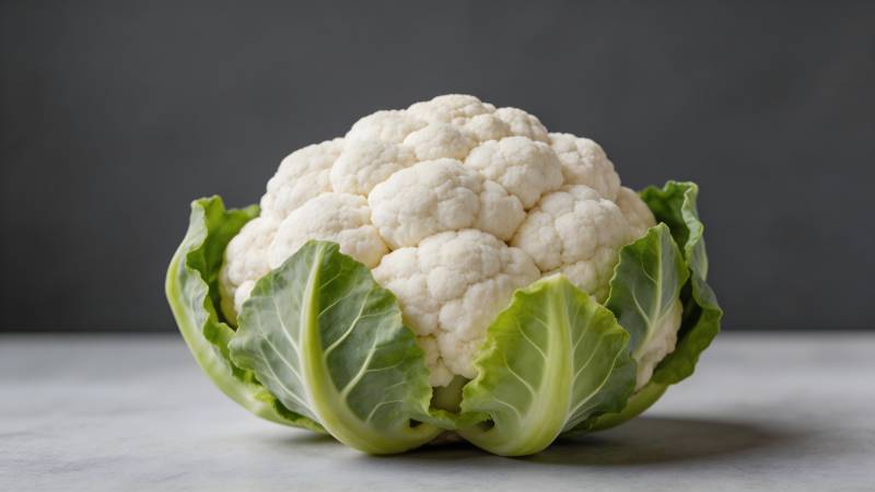 新鲜花椰菜 绿叶衬托白嫩头图片