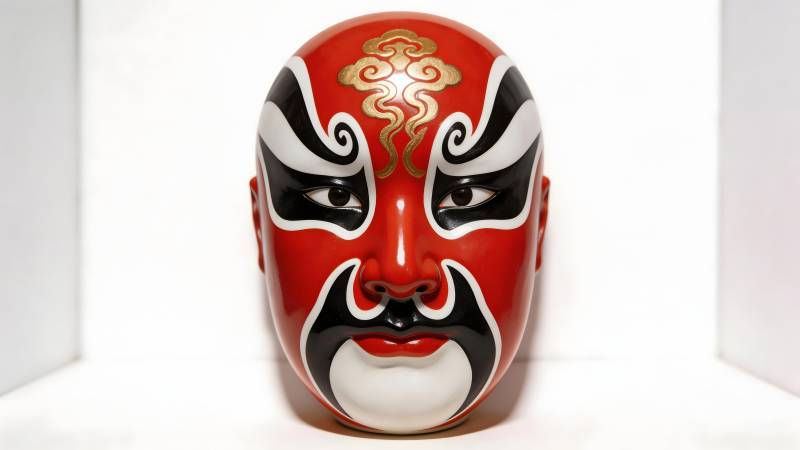 京剧脸谱 红黑金纹饰图片