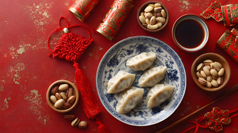 红桌饺子年味浓图片