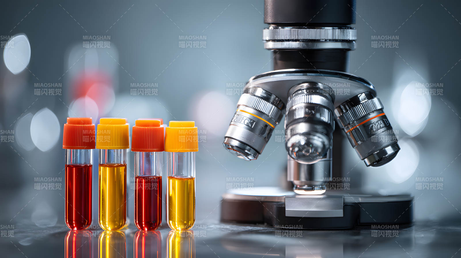 显微镜与试管 科学探索之光图片