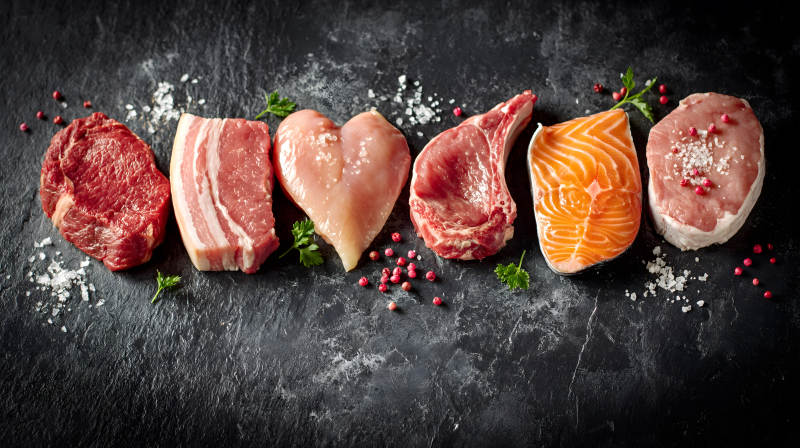 六款生鲜肉品整齐排列图片