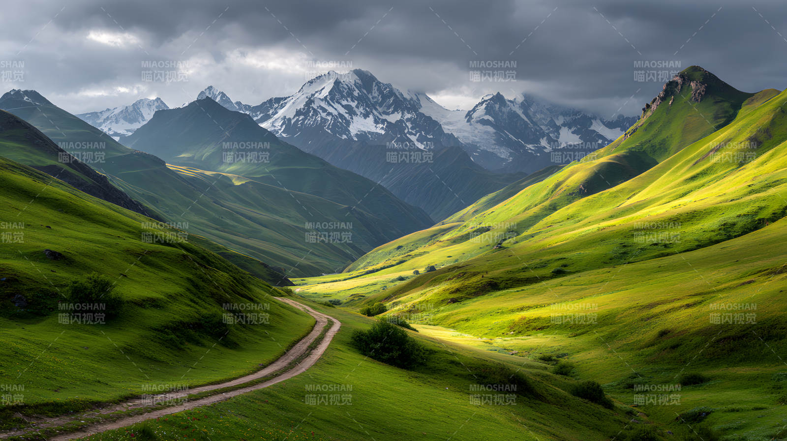 绿谷蜿蜒 雪山巍峨图片