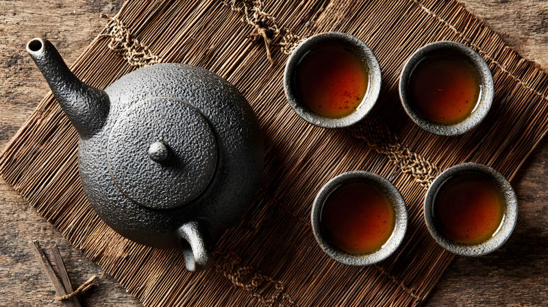 茶壶四杯 古韵茶香浓图片