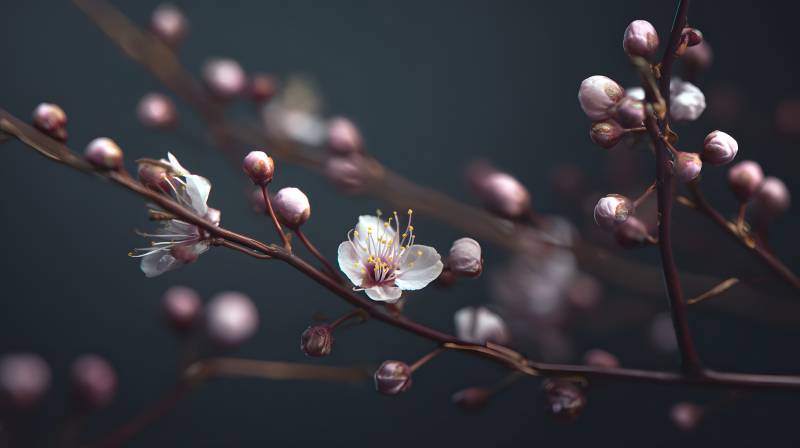 枝头初绽 花苞待放图片