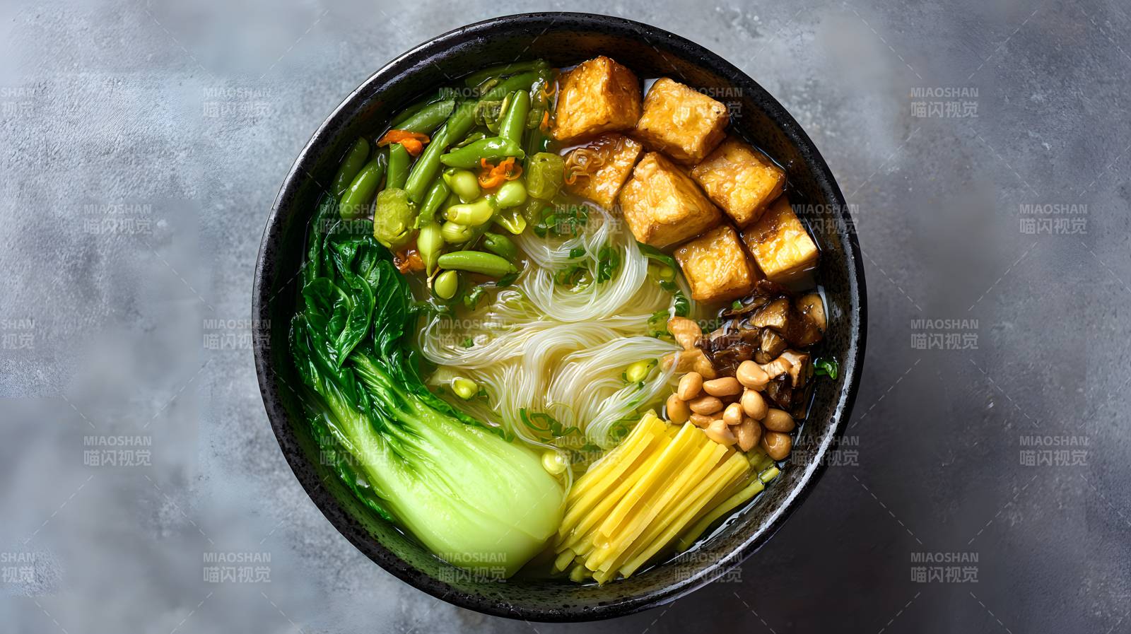 素面碗 豆腐青菜豆皮花生图片