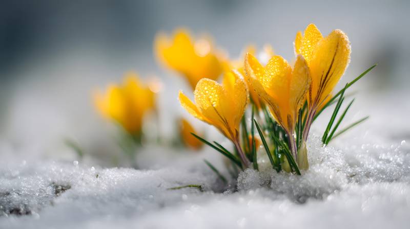 雪中黄花迎春来图片