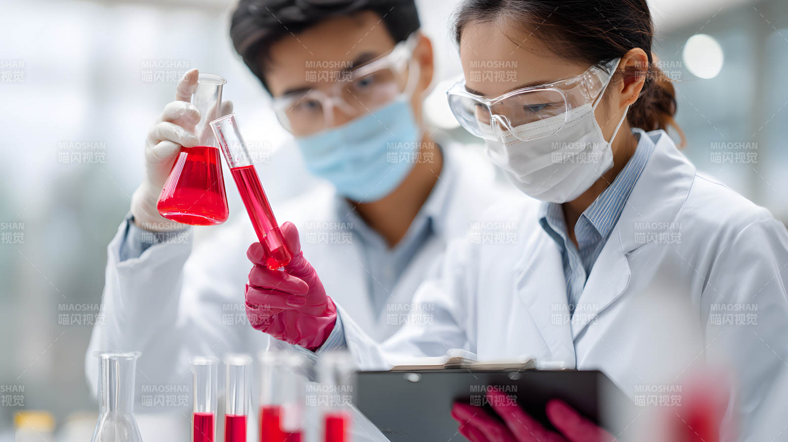 实验室中科学家专注实验图片