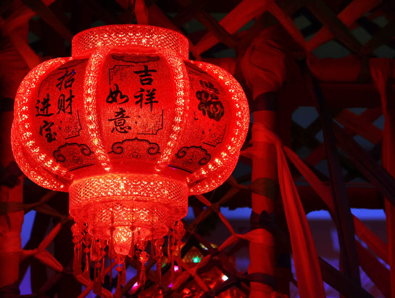红灯笼映吉祥夜图片