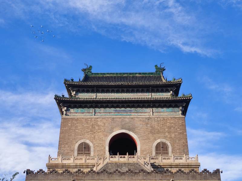 北京钟楼蓝天映古韵图片