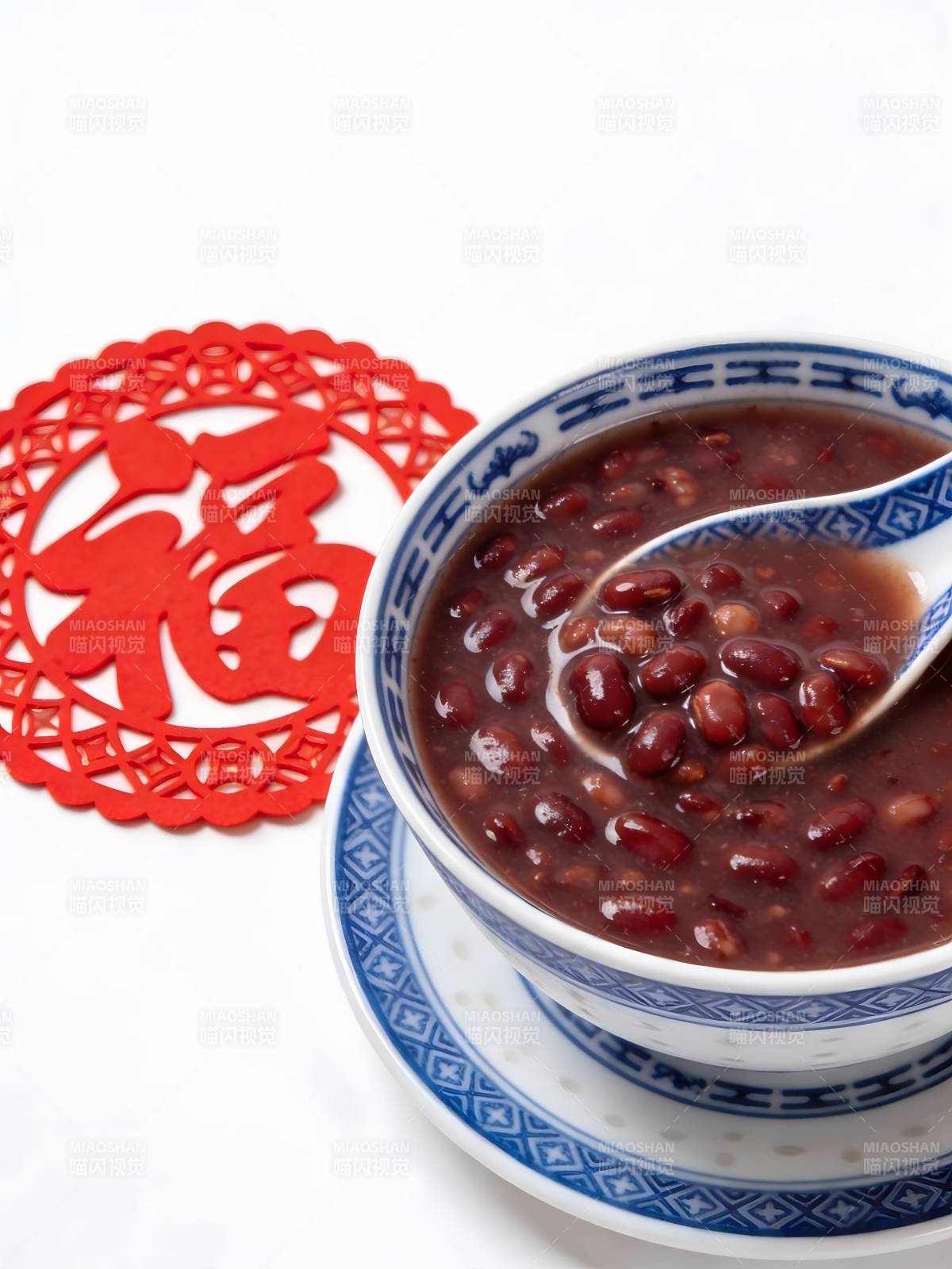 红豆汤配福字剪纸图片