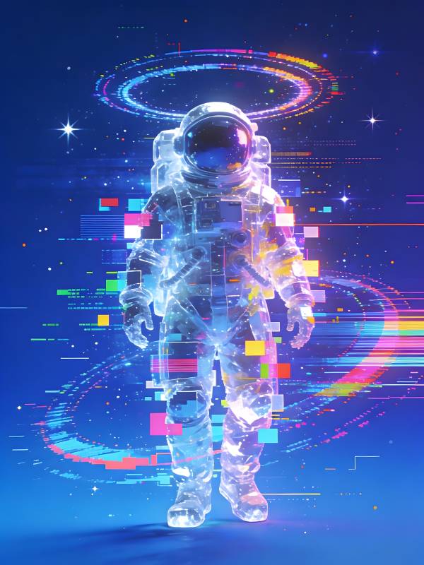 数字宇航员 星河 glitch 艺术图片