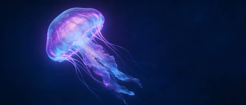 幽蓝水母 梦幻深海舞者图片