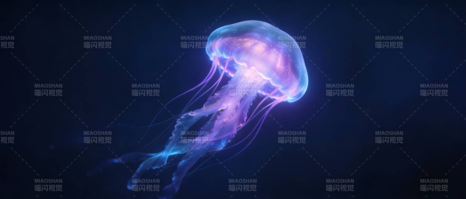 深海荧光水母舞图片