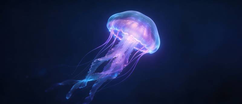 深海荧光水母舞图片