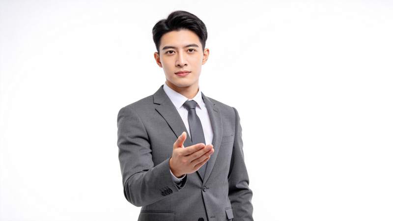西装男士伸手示意图片