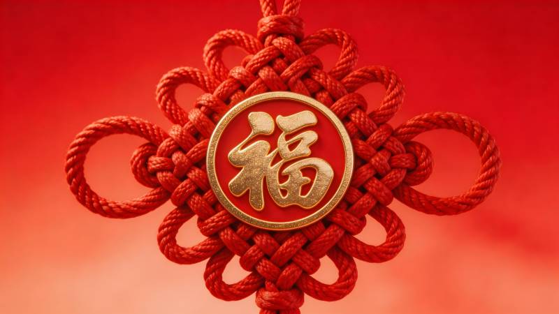红绳福字中国结图片