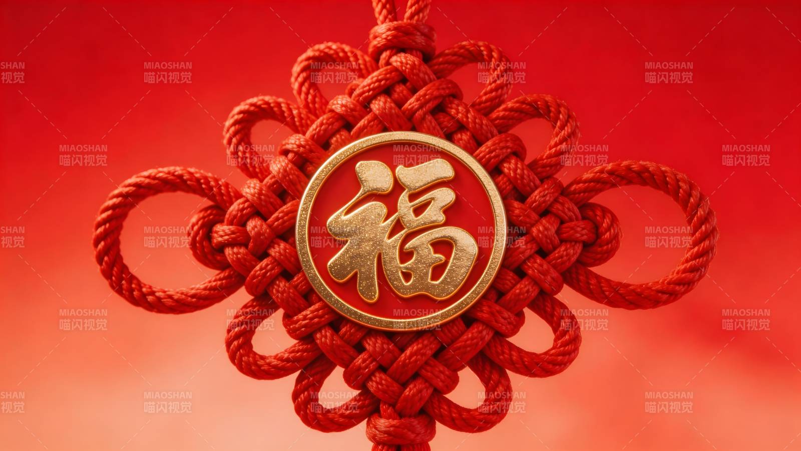 红绳福字中国结图片