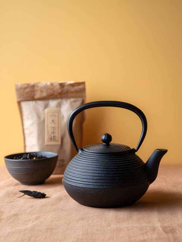 黑陶茶壶配茶叶 静雅茶香图片