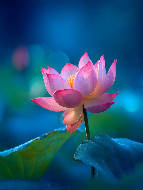 蓝调粉莲 静绽幽梦图片