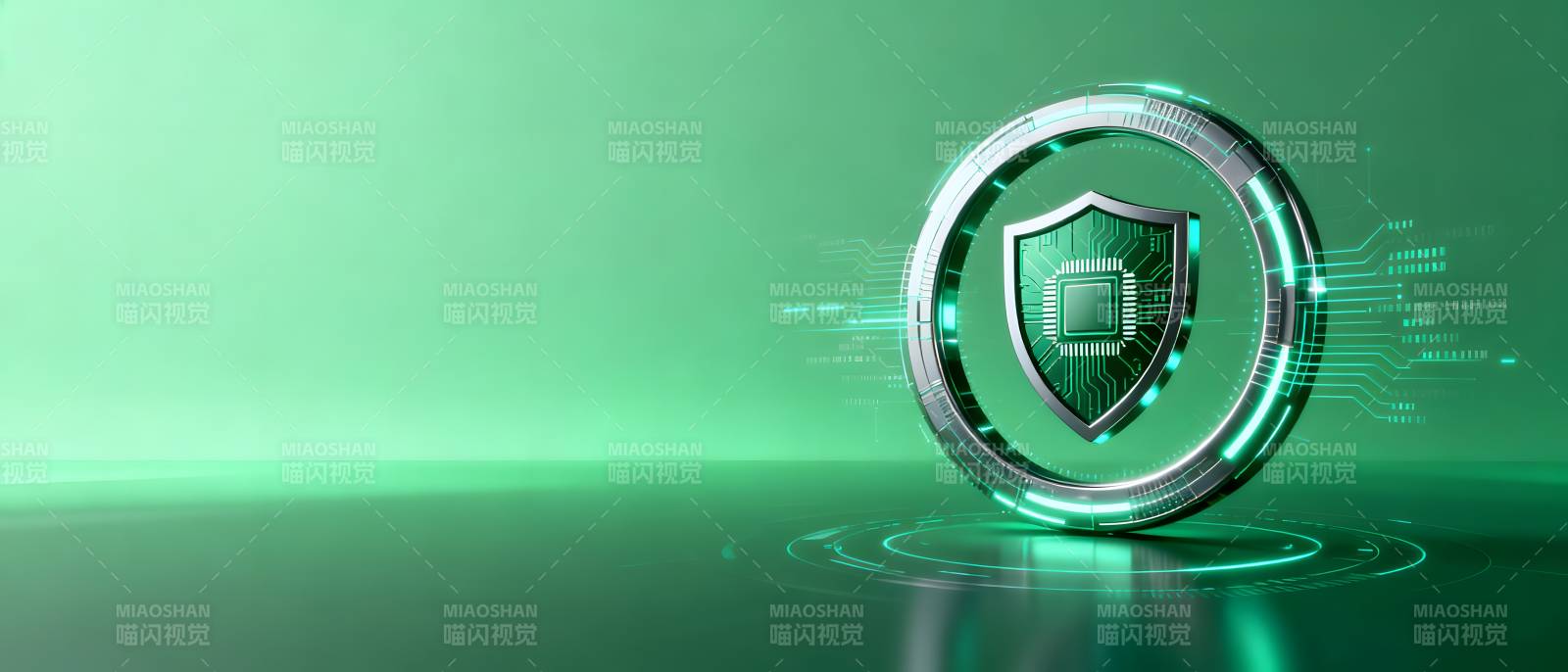 绿色科技盾牌守护未来图片