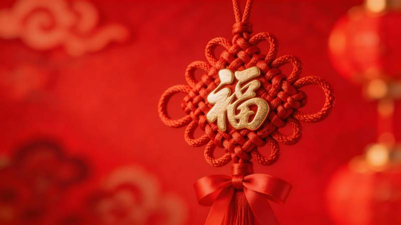 红绳结福字 喜庆迎新春图片