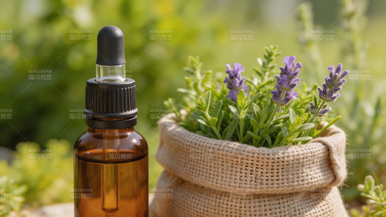 薰衣草精油与鲜植相伴图片