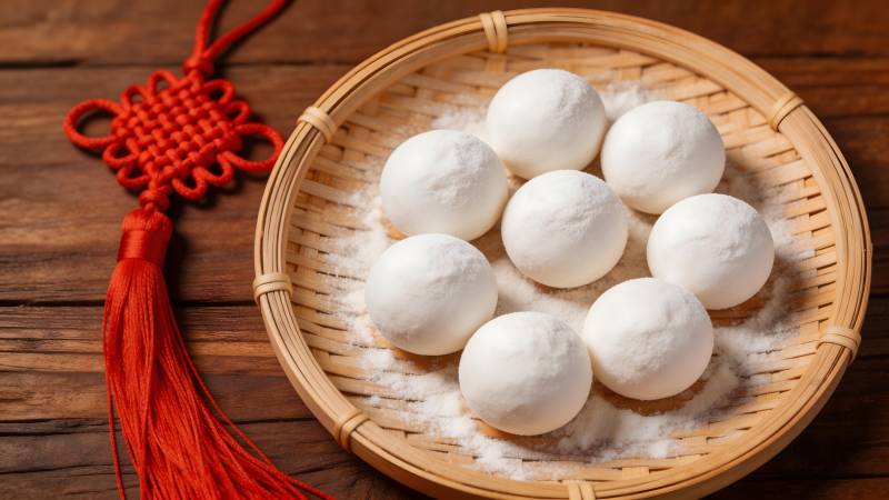 竹篮汤圆配中国结图片
