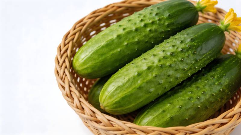 篮中鲜黄瓜 带花更清新图片