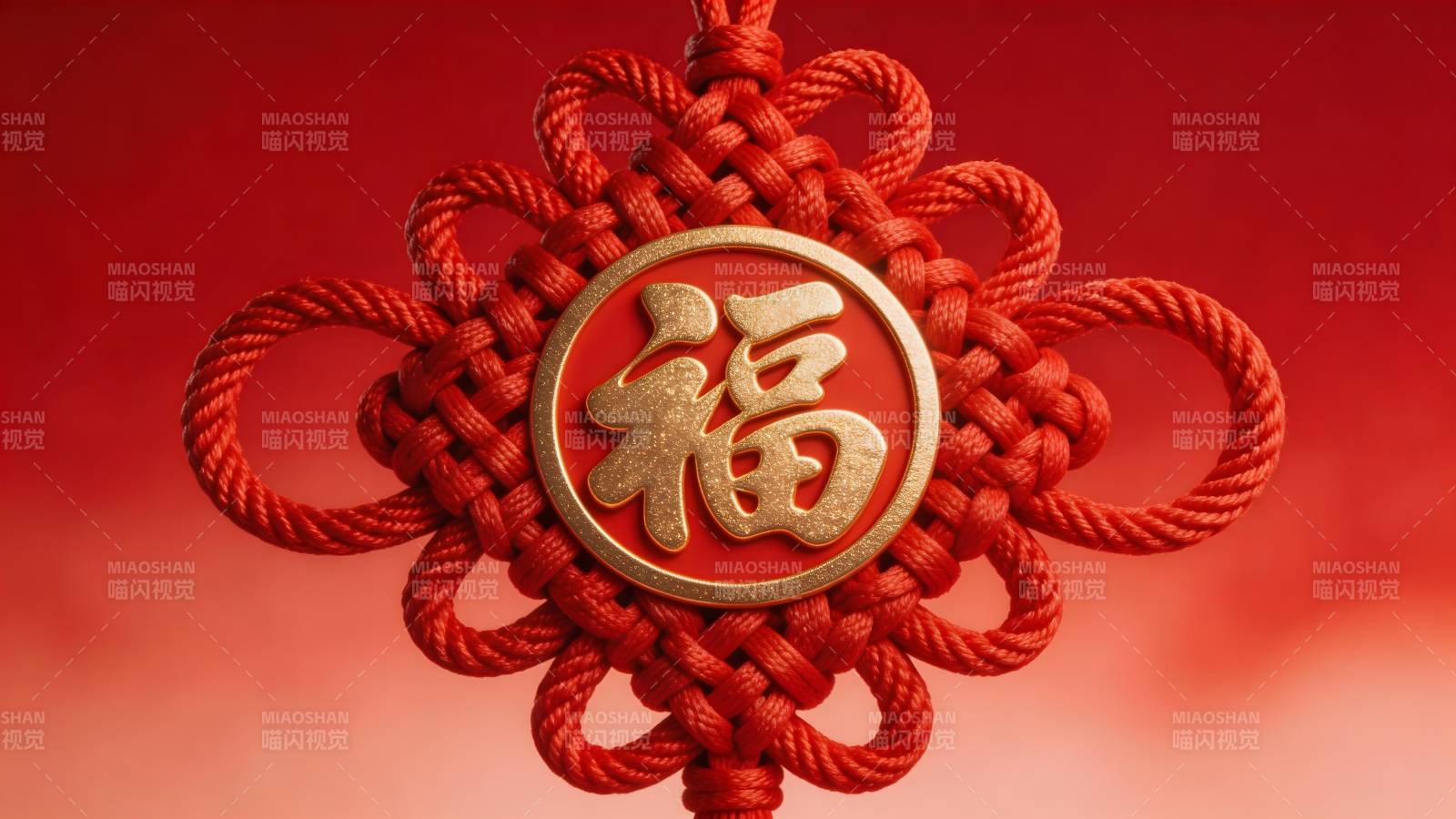 红绳福字中国结图片
