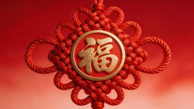 红绳福字中国结图片