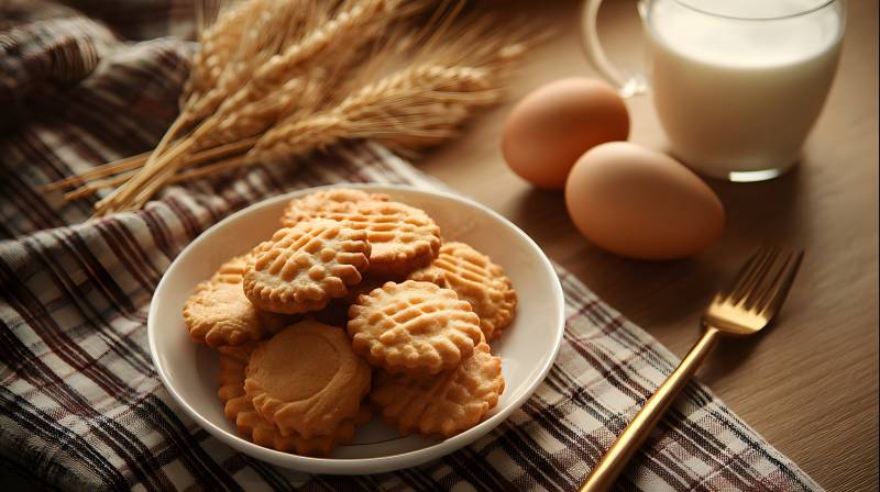 麦香饼干配牛奶鸡蛋图片