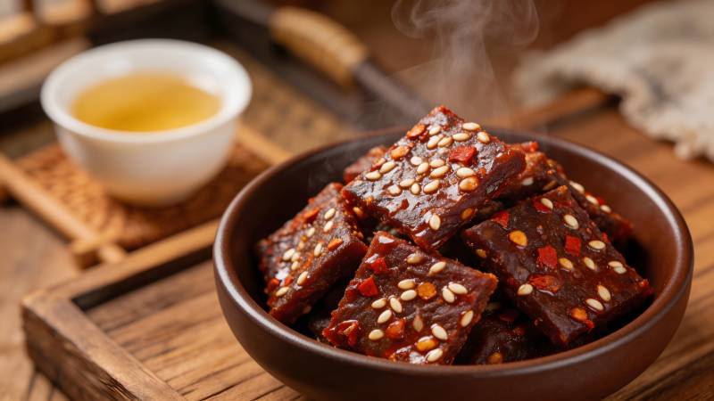 香辣芝麻肉干 热腾诱人图片