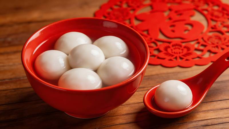 红碗汤圆迎福年图片