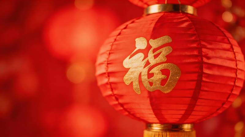 红灯笼映福字 年味浓图片