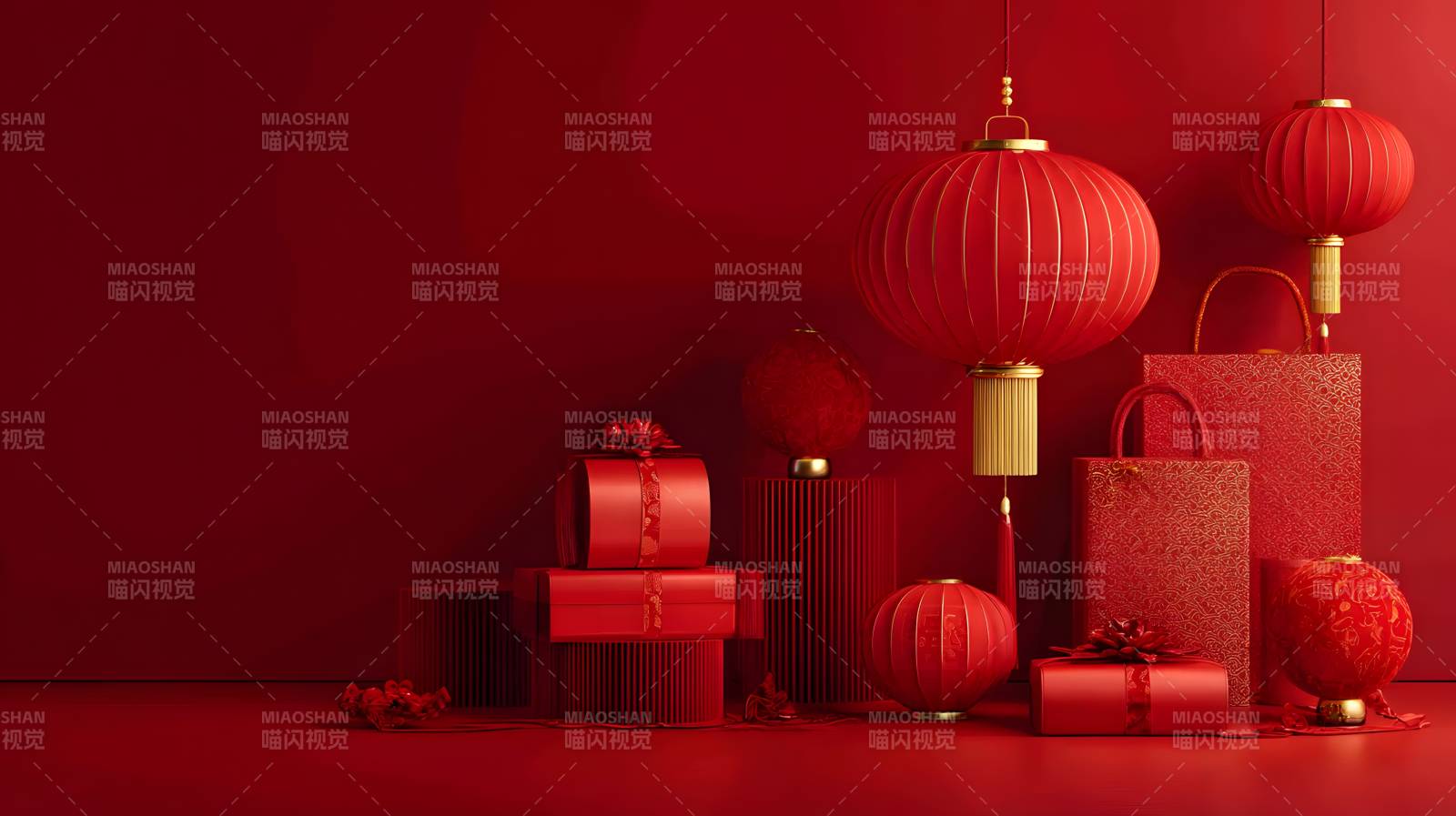 红灯笼礼盒迎新春图片
