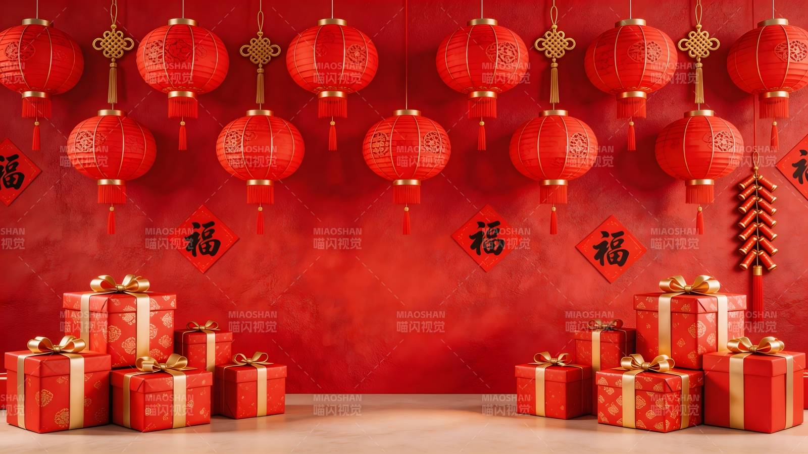 红灯笼下福满礼堆年图片