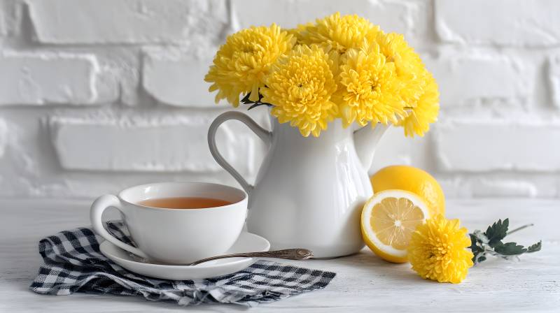 黄花柠檬茶 清新暖时光图片