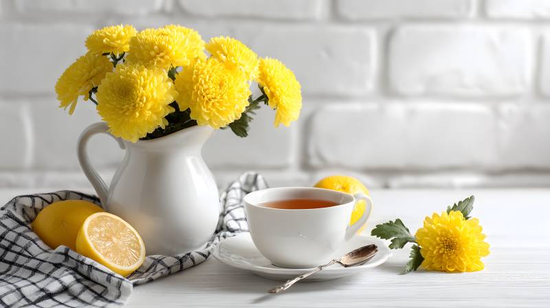 黄菊柠檬茶 清新午后时光图片