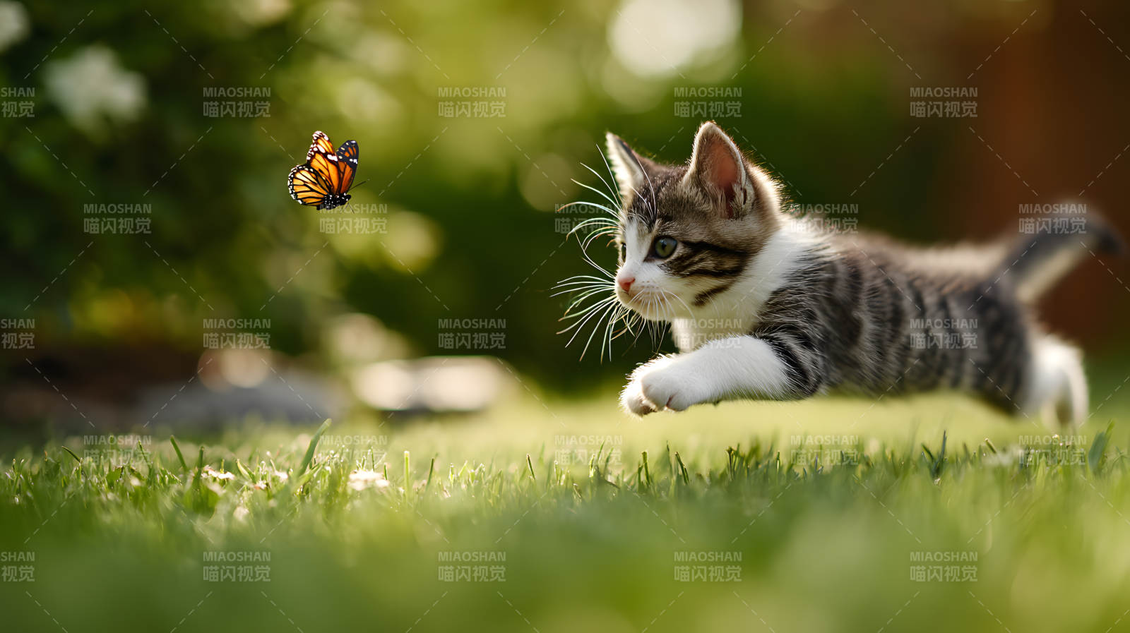 小猫追蝶 春日萌动瞬间图片