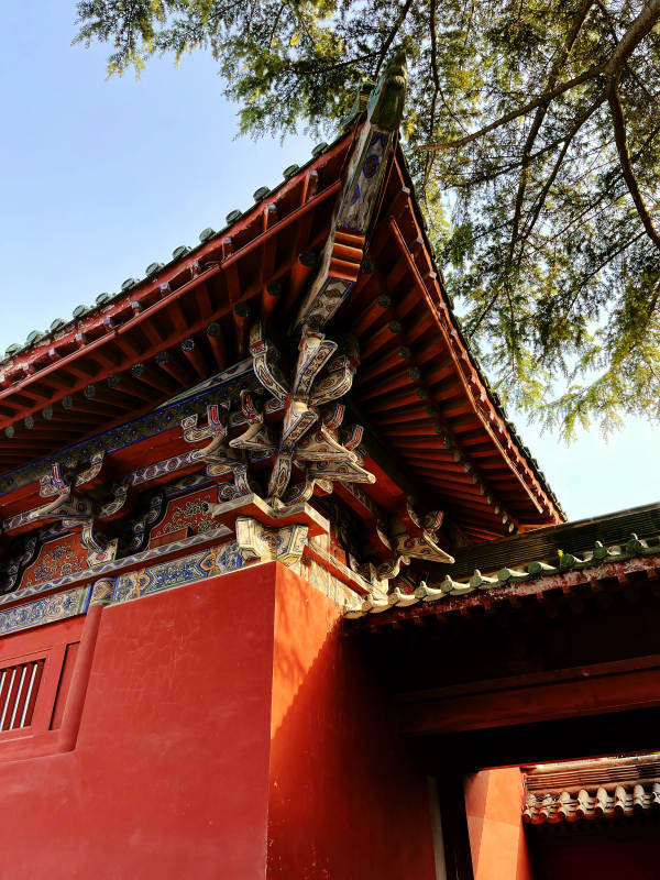 红墙绿瓦 古建飞檐映蓝天图片