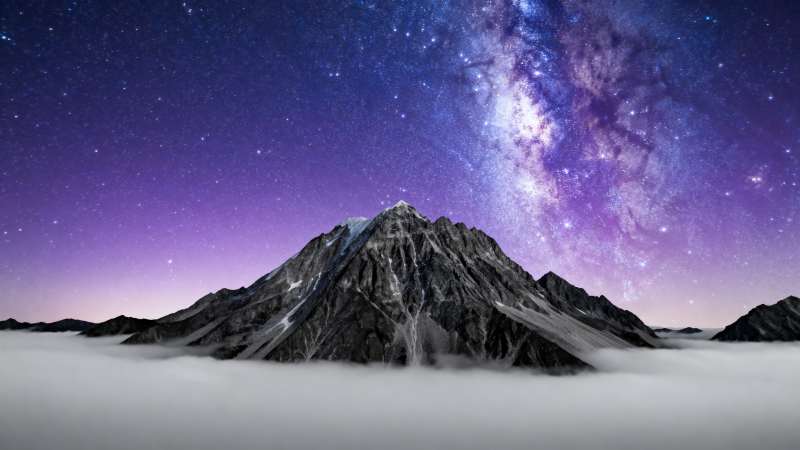 星空下的雪山奇景图片