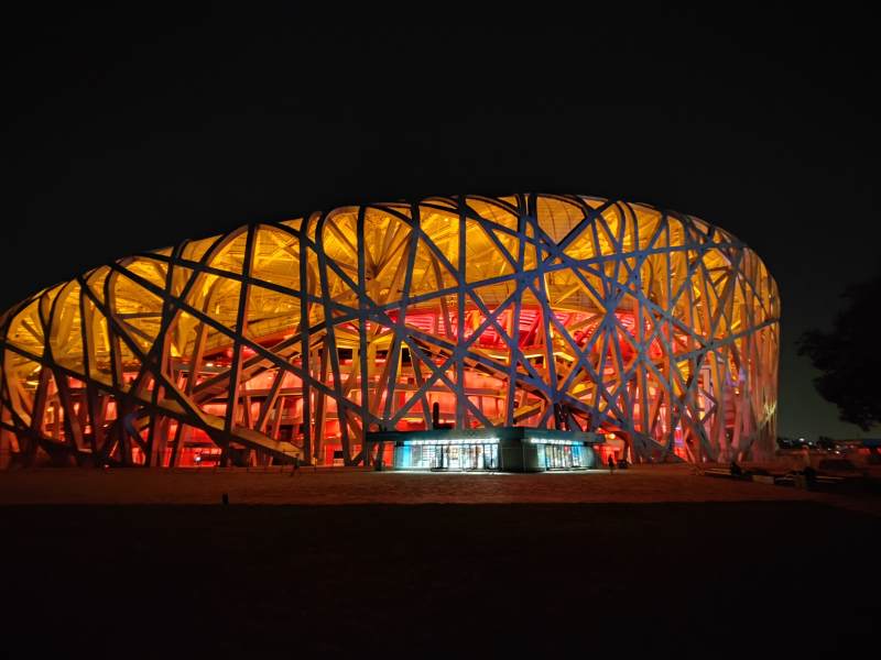 鸟巢夜景 灯火辉煌图片