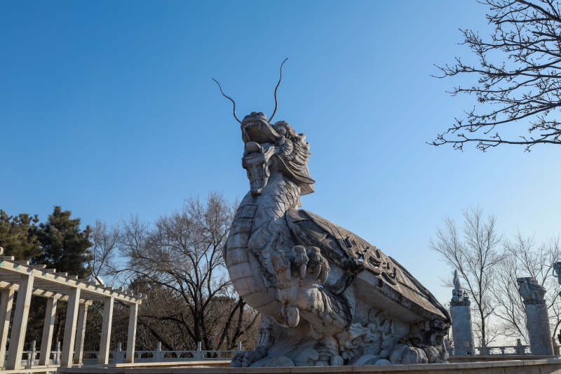 龙雕昂首迎蓝天图片