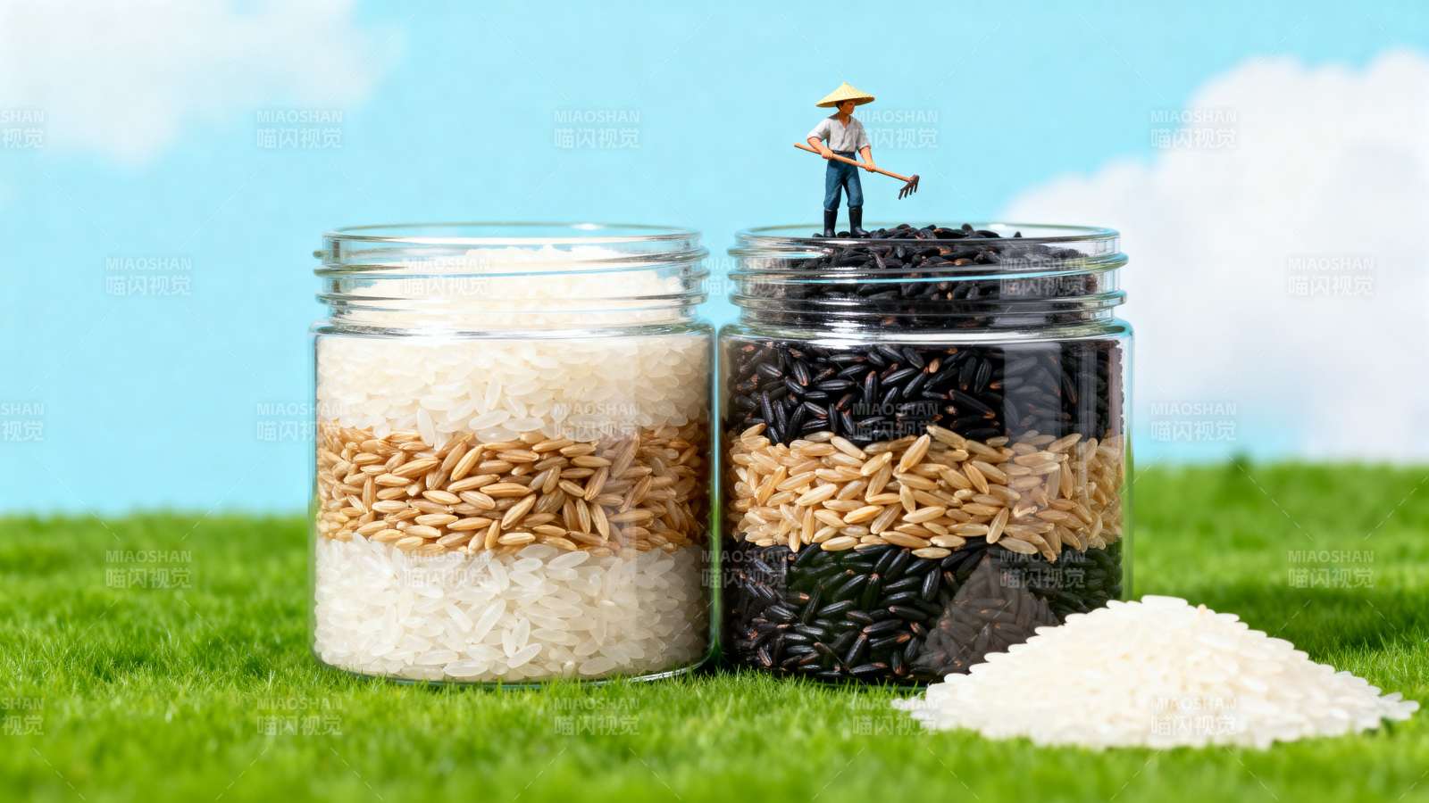 五谷丰登 小人耕田景图片