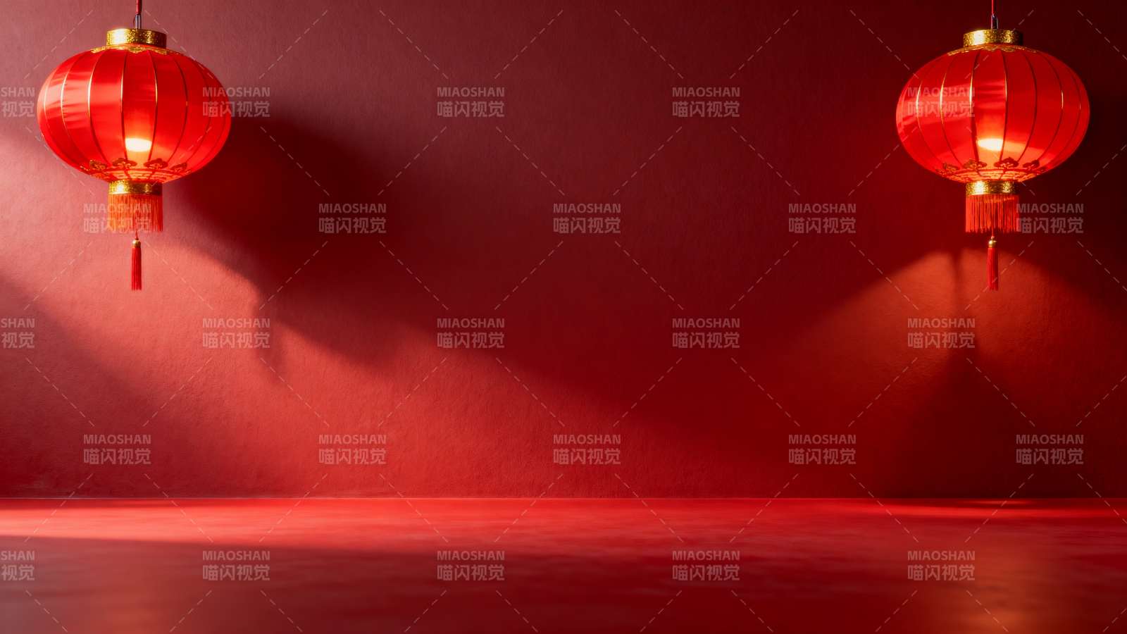 红灯笼映红墙 喜庆迎新春图片