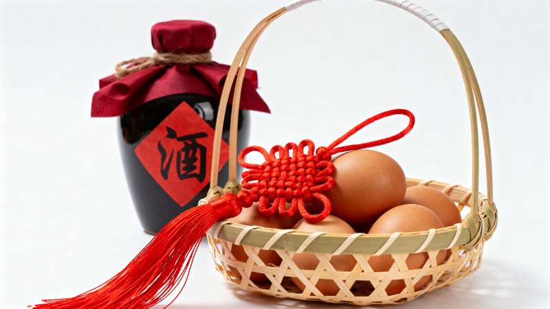 酒伴红蛋 喜庆中国结图片