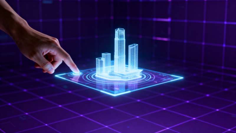 指尖触控未来城市 hologram图片