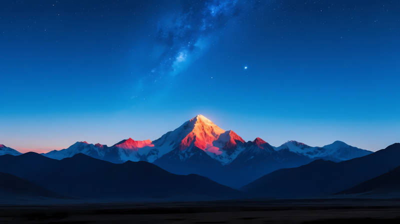 雪山映星河 夜阑光如焰图片