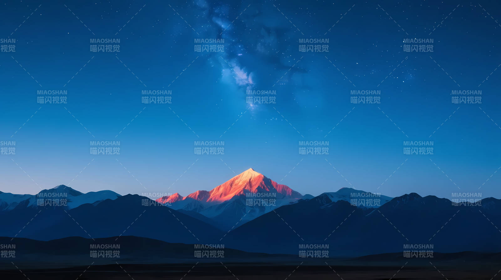 雪山映星河 夜色壮美如画图片